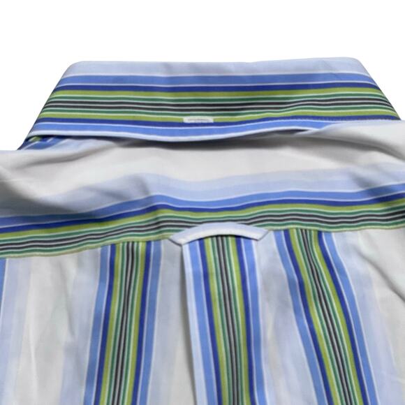 Faconnable Men's Classique Striped Button-Down Pocket Long Sleeve Cotton Medium - Picture 8 of 11